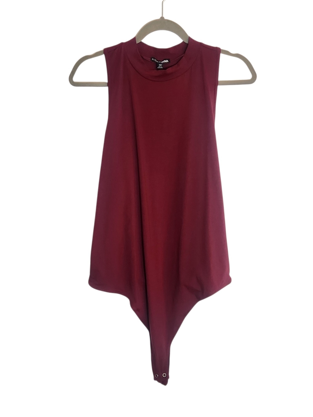Fashion Nova Wine Mock Neck Sleeveless Bodysuit NWT Size 2X